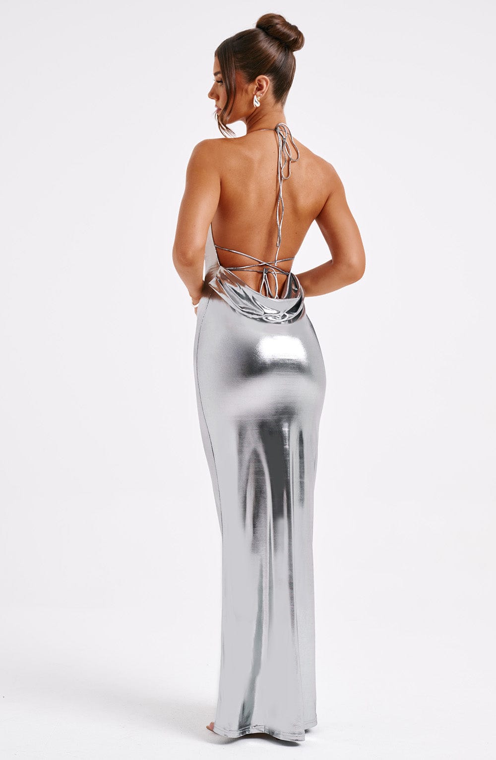 Vestido Maxi Talisa - Metalizado Gunmetal