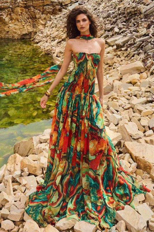 Portofino Minerale Maxi Dress – Vibrant, Flowy & Unforgettable